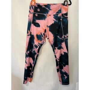 TEK GEAR Womens XXL Leggings Pink Tye Dye High Waisted  w/Side Pockets